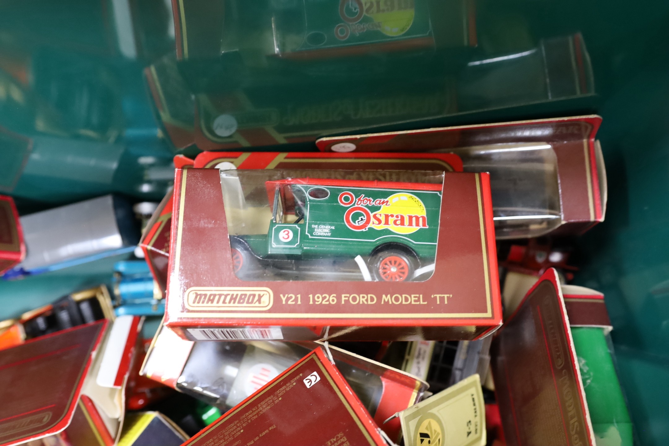 A collection of Matchbox and other die-cast toys